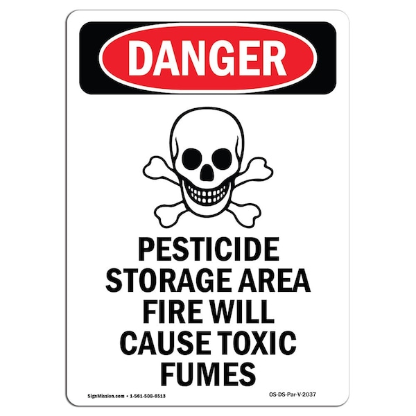 Safety Sign, OSHA Danger, 5" Height, Portrait, D-35-V-2037-10PK